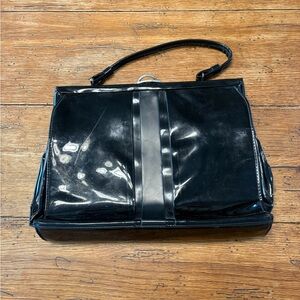 VTG- MCM Art Deco Black Patent Leather Structured Briefcase Handbag
